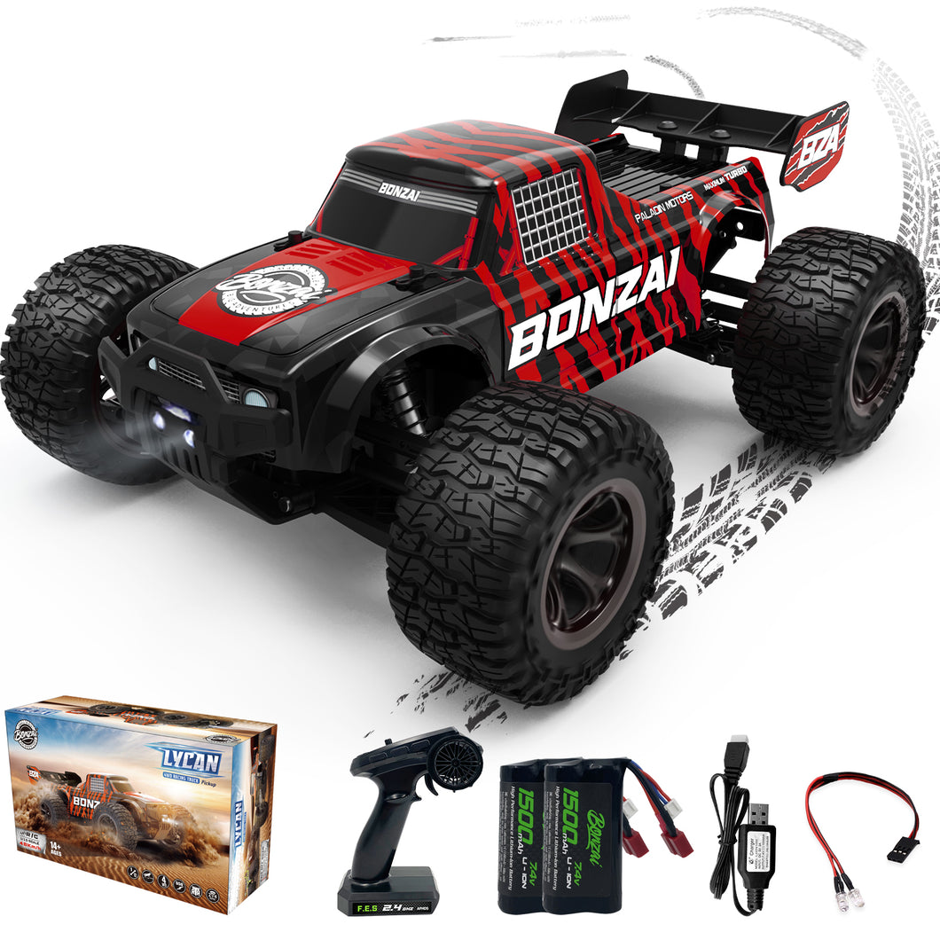 BONZAI 1/12 Scale RC Monster Truck - 4WD, Off-Road, Rapid Speed, Hobby Grade, LED Light